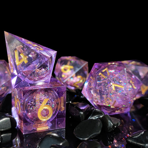 Resin Liquid Core Dice Set – Flowing Glitter DND Dice Multiple colors available