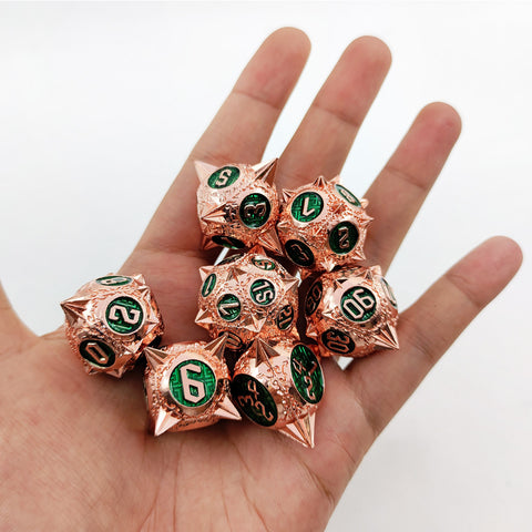 Meteoric Mace Solid Metal Dice Set – Stunning Color Options (Copper‑Blue, Bloodstain, Iridescent, etc.)