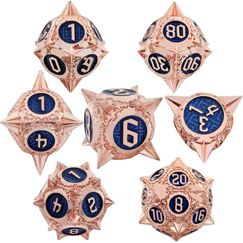 Meteoric Mace Solid Metal Dice Set – Stunning Color Options (Copper‑Blue, Bloodstain, Iridescent, etc.)