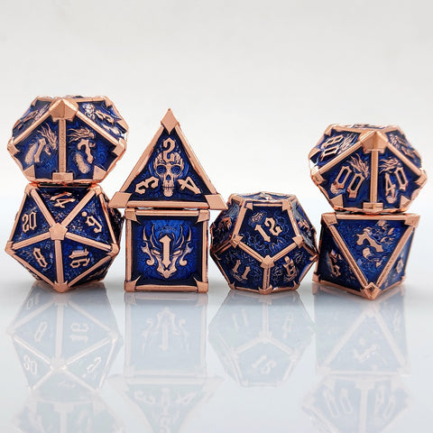Phantom's Gambit Zinc Alloy Metal Dice Set with Skull Engraving – Multiple Color Options Available