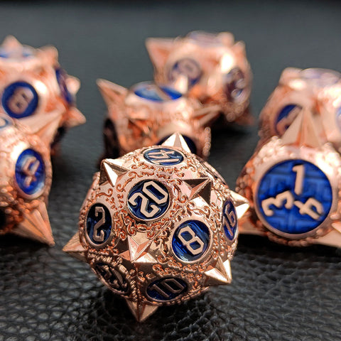 Meteoric Mace Solid Metal Dice Set – Stunning Color Options (Copper‑Blue, Bloodstain, Iridescent, etc.)