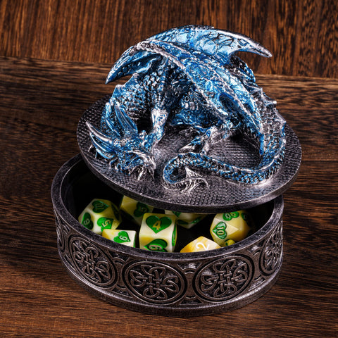 Vintage Dice Storage Chest with Metal Accents – Wooden RPG Dice Box for Dungeons & Dragons, Pathfinder & Tabletop Games