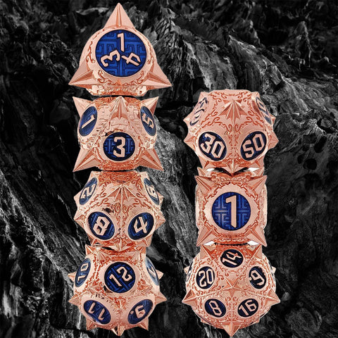 Meteoric Mace Solid Metal Dice Set – Stunning Color Options (Copper‑Blue, Bloodstain, Iridescent, etc.)