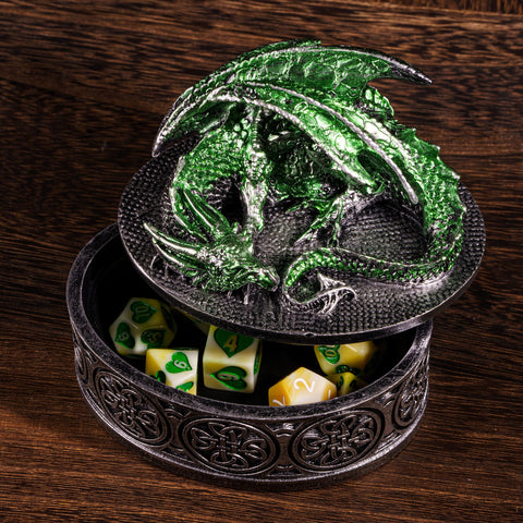Vintage Dice Storage Chest with Metal Accents – Wooden RPG Dice Box for Dungeons & Dragons, Pathfinder & Tabletop Games
