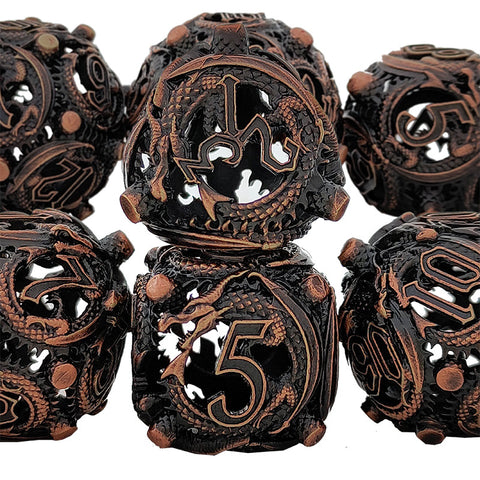 Infermor Metal Hollow Dice Set – 7 Dice, Copper Material, 10 Stunning Color Options