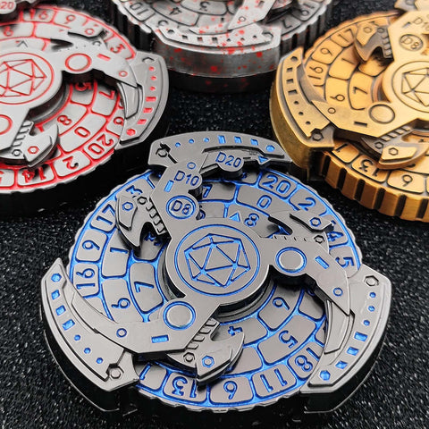 7-in-1 Mechanical Spinner Dice – DND Zinc Alloy Fidget Spinner Multiple colors available