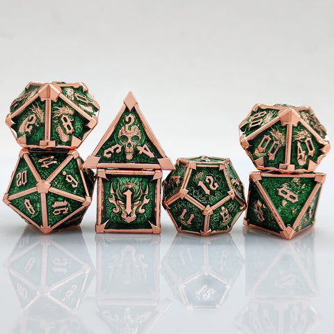 Phantom's Gambit Zinc Alloy Metal Dice Set with Skull Engraving – Multiple Color Options Available
