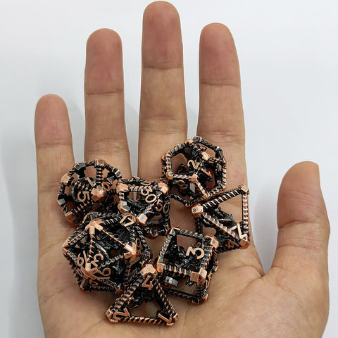 Obsidrak Copper Hollow Dice Set – Mystic Antique Colors for RPG & D&D