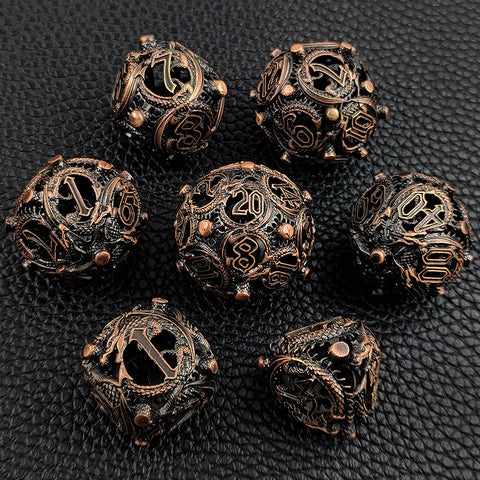 Infermor Metal Hollow Dice Set – 7 Dice, Copper Material, 10 Stunning Color Options