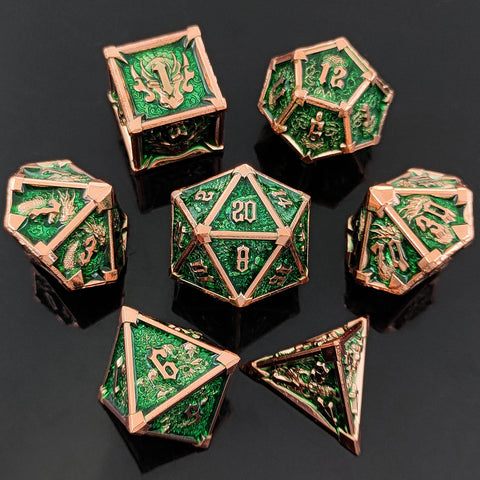 Phantom's Gambit Zinc Alloy Metal Dice Set with Skull Engraving – Multiple Color Options Available