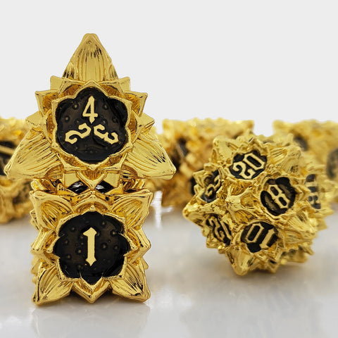 Lotus Blossom Metal Dice Set – Multiple Color Options in Elegant Lotus Design