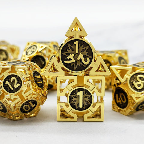 Solid Copper Arrow Hollow RPG Dice Set – 8 Dual‑Tone Colors