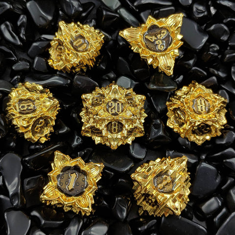 Lotus Blossom Metal Dice Set – Multiple Color Options in Elegant Lotus Design