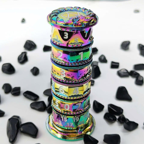 7-in-1 Rotating Tower Dice – Zinc Alloy Spinner Dice Multiple colors available