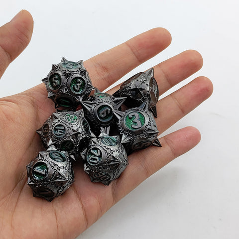 Meteoric Mace Solid Metal Dice Set – Stunning Color Options (Copper‑Blue, Bloodstain, Iridescent, etc.)
