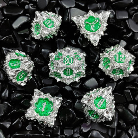 Lotus Blossom Metal Dice Set – Multiple Color Options in Elegant Lotus Design