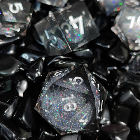 Resin Liquid Core Dice Set – Flowing Glitter DND Dice Multiple colors available