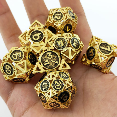 Solid Copper Arrow Hollow RPG Dice Set – 8 Dual‑Tone Colors