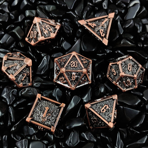 Phantom's Gambit Zinc Alloy Metal Dice Set with Skull Engraving – Multiple Color Options Available