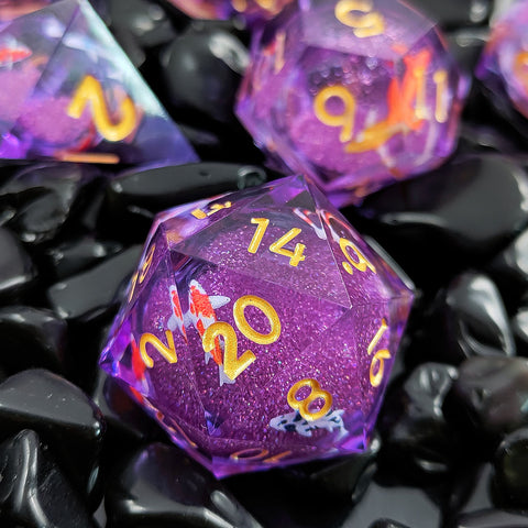 Resin Liquid Core Dice Set – Flowing Glitter DND Dice Multiple colors available