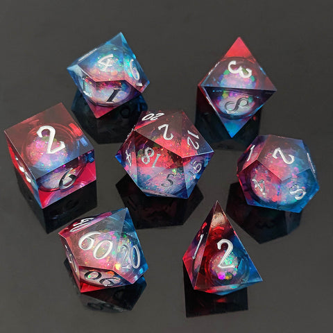 Resin Liquid Core Dice Set – Flowing Glitter DND Dice Multiple colors available