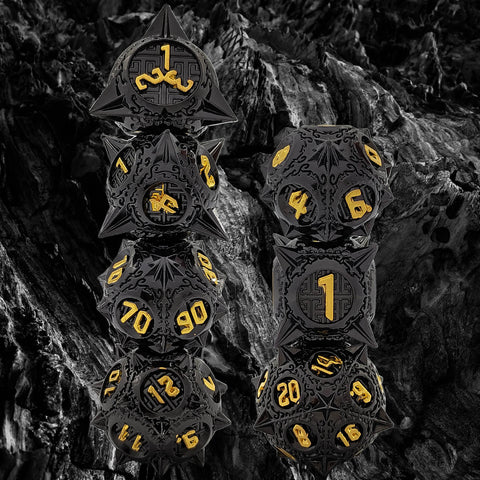 Meteoric Mace Solid Metal Dice Set – Stunning Color Options (Copper‑Blue, Bloodstain, Iridescent, etc.)