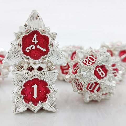 Lotus Blossom Metal Dice Set – Multiple Color Options in Elegant Lotus Design