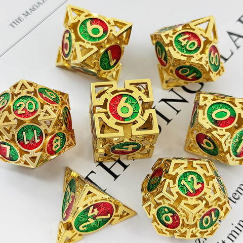 Solid Copper Arrow Hollow RPG Dice Set – 8 Dual‑Tone Colors