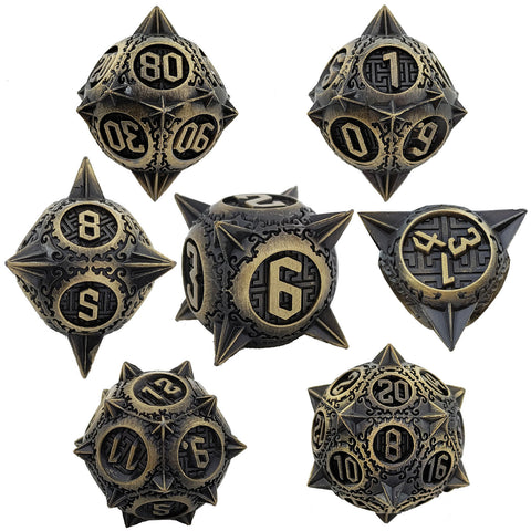 Meteoric Mace Solid Metal Dice Set – Stunning Color Options (Copper‑Blue, Bloodstain, Iridescent, etc.)