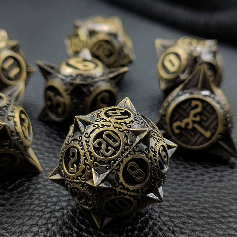 Meteoric Mace Solid Metal Dice Set – Stunning Color Options (Copper‑Blue, Bloodstain, Iridescent, etc.)