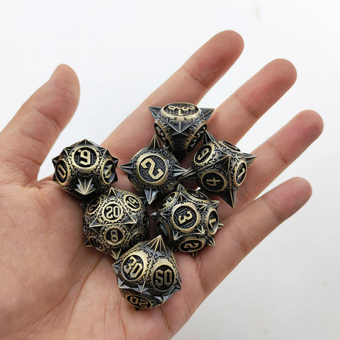 Meteoric Mace Solid Metal Dice Set – Stunning Color Options (Copper‑Blue, Bloodstain, Iridescent, etc.)