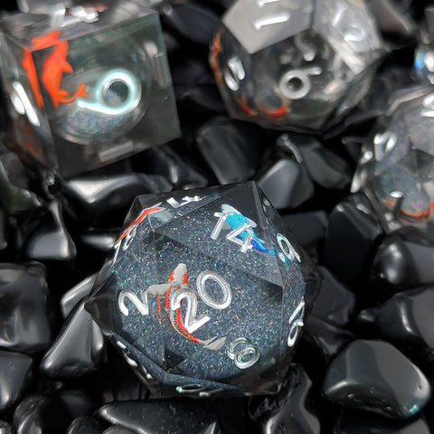 Resin Liquid Core Dice Set – Flowing Glitter DND Dice Multiple colors available