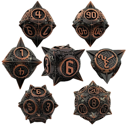 Meteoric Mace Solid Metal Dice Set – Stunning Color Options (Copper‑Blue, Bloodstain, Iridescent, etc.)