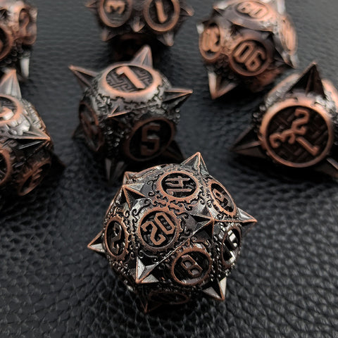 Meteoric Mace Solid Metal Dice Set – Stunning Color Options (Copper‑Blue, Bloodstain, Iridescent, etc.)