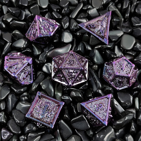 Phantom's Gambit Zinc Alloy Metal Dice Set with Skull Engraving – Multiple Color Options Available