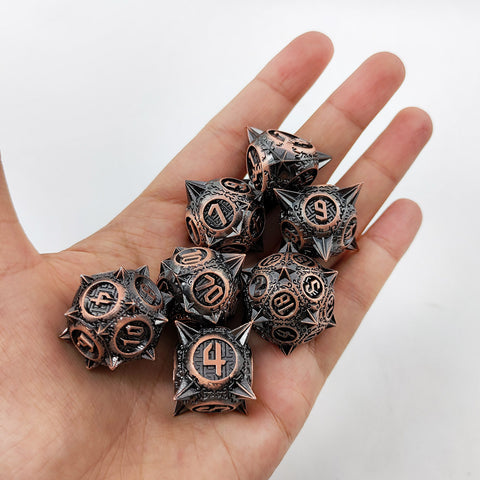Meteoric Mace Solid Metal Dice Set – Stunning Color Options (Copper‑Blue, Bloodstain, Iridescent, etc.)