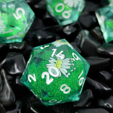 Resin Liquid Core Dice Set – Flowing Glitter DND Dice Multiple colors available