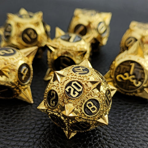 Meteoric Mace Solid Metal Dice Set – Stunning Color Options (Copper‑Blue, Bloodstain, Iridescent, etc.)