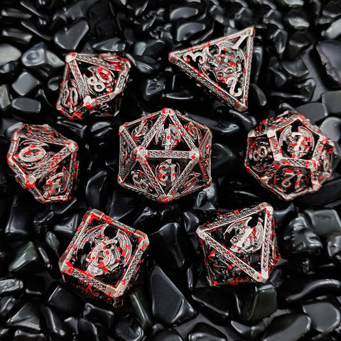 Solid Copper Hollow Dice Set 7‑Piece 3 Antique Copper Finishes