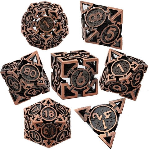 Solid Copper Arrow Hollow RPG Dice Set – 8 Dual‑Tone Colors