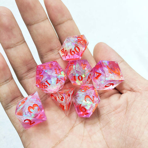 Resin Polyhedral Dice Set – Transparent Color Dice in Skull, Foil, Flower, Poker, Dual-Tone & Heart Styles for DND, Pathfinder, Tabletop Games