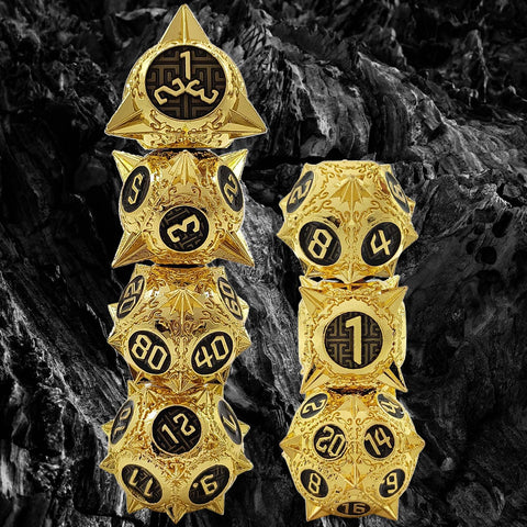 Meteoric Mace Solid Metal Dice Set – Stunning Color Options (Copper‑Blue, Bloodstain, Iridescent, etc.)