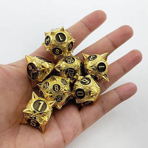 Meteoric Mace Solid Metal Dice Set – Stunning Color Options (Copper‑Blue, Bloodstain, Iridescent, etc.)