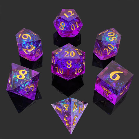 Resin Polyhedral Dice Set – Transparent Color Dice in Skull, Foil, Flower, Poker, Dual-Tone & Heart Styles for DND, Pathfinder, Tabletop Games