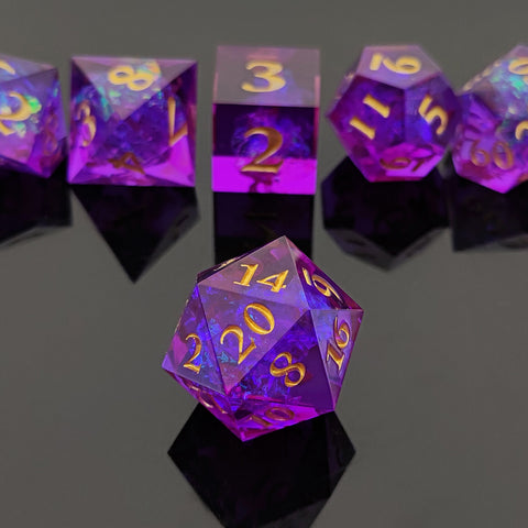 Resin Polyhedral Dice Set – Transparent Color Dice in Skull, Foil, Flower, Poker, Dual-Tone & Heart Styles for DND, Pathfinder, Tabletop Games