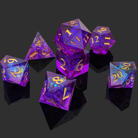 Resin Polyhedral Dice Set – Transparent Color Dice in Skull, Foil, Flower, Poker, Dual-Tone & Heart Styles for DND, Pathfinder, Tabletop Games