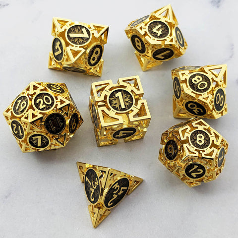 Solid Copper Arrow Hollow RPG Dice Set – 8 Dual‑Tone Colors
