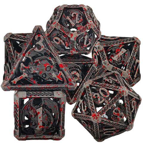 Solid Copper Hollow Dice Set 7‑Piece 3 Antique Copper Finishes