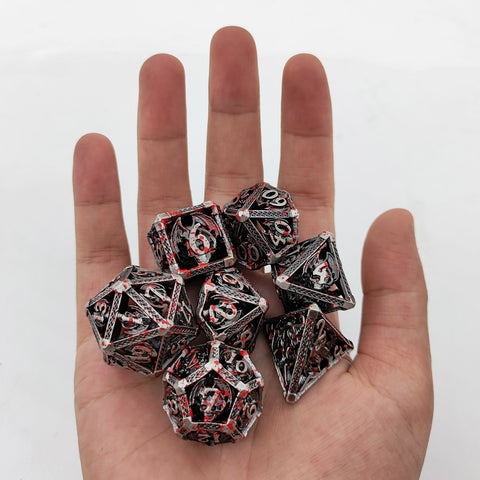 Solid Copper Hollow Dice Set 7‑Piece 3 Antique Copper Finishes
