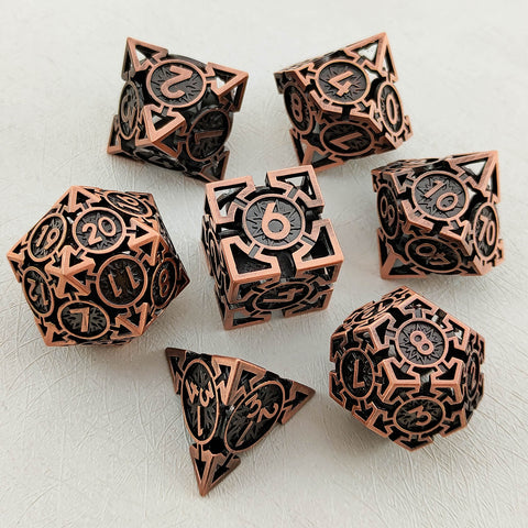 Solid Copper Arrow Hollow RPG Dice Set – 8 Dual‑Tone Colors
